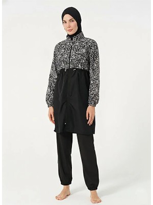 Tesmay Hızlı Kuruyan Paraşüt Kumaş Önden Fermuarlı Kadın Tesettür Mayo 22199