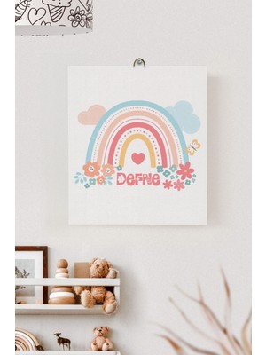 Lilabio Isme Özel Çocuk Odası Kanvas Tablo Gökkuşağı (17X21 Cm)