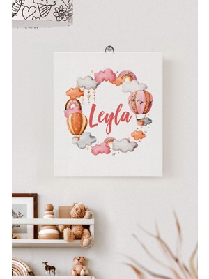 Lilabio Isme Özel Çocuk Odası Kanvas Tablo Balon (17X21 Cm)