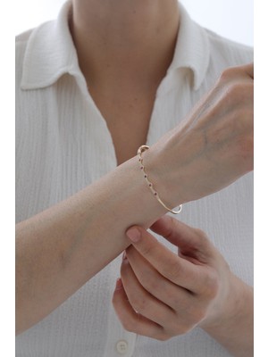 Yavuz Kuyumculuk 14 Ayar Altın Yakut Taşlı Modern Kelepçe