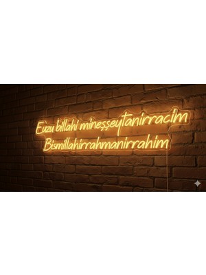 Neonled "euzu Besmele" Neon LED Yazı Dekoratif Aydınlatma (147X29 Cm)