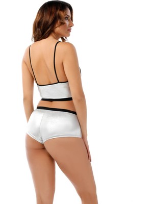 İlkyaz Fashion Ieg™ Gri Deri ( Lame ) Gecelik - 432