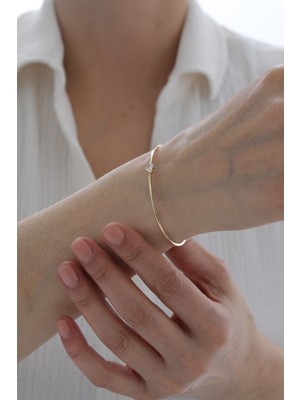 Yavuz Kuyumculuk 14 Ayar Altın Yarı Taşlı Kalp Kelepçe