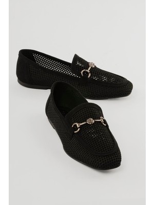 Mubiano Kadın Triko File Babet Tokalı Günlük Serel Siyah