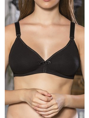 İlkyaz Fashion Ieg™ Siyah Anne Için Konforlu Emzirme Sütyeni,pamuklutelsiz,süngersiz, Mom Bra