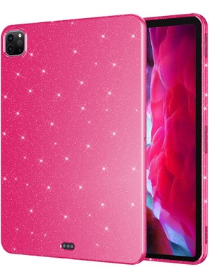 Zore iPad Pro 11 2018 Simli Parlak Görünümlü Uyumlu Zprb Tablet Koton Kılıf-Pembe Koyu