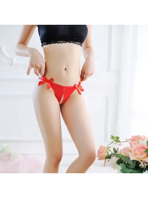 İlkyaz Fashion Ieg™ Fantezi Kırmızı Seksi Fiyonklu Kadın String – Fantezi Tanga