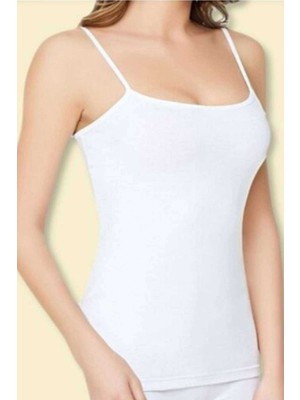 İlkyaz Fashion Ieg™ Kota Bayan Ip Askılı Beyaz Battal Atlet 6091