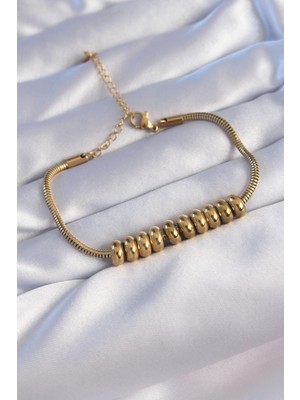 Kaia Life 316L Çelik Gold Renk Oval Figürlü Bileklik