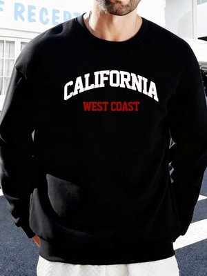 Kaliforniya Batı Yakası Baskılı Sonbahar Kazak Çift Spor Polar Sweatshirt Sokak Modası Sokak