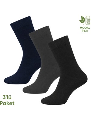 Pro Çorap Modal Iplik Erkek Soket Çorap - 3 Çift - Dikişsiz - Atlas - 18002 - Set 3