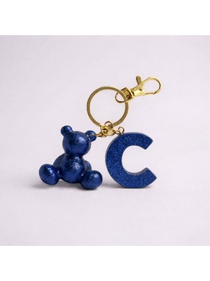 Scultore Kişiye Özel C Harfli Ayıcık Anahtarlık - Epoksi Tasarım Çanta ve Araba Anahtarlığı