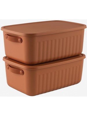 Hype Store 2'li Kapaklı Saklama Seti 10 Litre– Turuncu-Taşınabilir Kulplu, Dolap Içi Düzenleyici, Çok Amaçlı Or