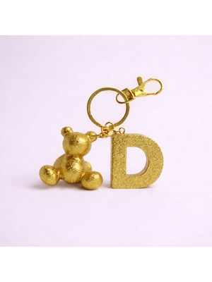 Scultore Kişiye Özel D Harfli Ayıcık Anahtarlık - Epoksi Tasarım Çanta ve Araba Anahtarlığı