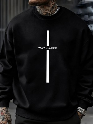 Way Maker Line Basit Baskılı Erkek Kazak Tüm Maç Polar Tişörtü Sonbahar Çok Renkli Erkek Soka