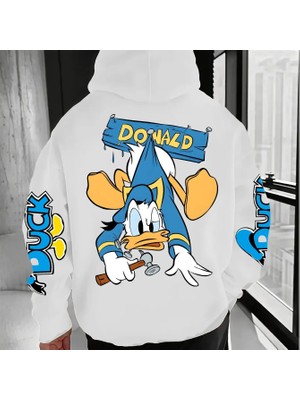 Donald Duck Cool Pattern Erkek Kapüşonlu Üstü Sonbahar ve Kış Yeni Koleksiyon Erkek ve Kadın