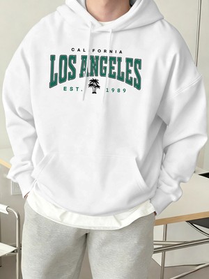 California Est 1989 Baskı Moda Kapüşonlu Üst Unisex Sonbahar Polar Giysiler Gevşek Cepli Tişö