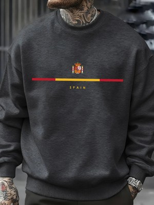 Ispanya Ulusal Amblem Tasarımı Tişörtü Hip Hop Polar Tişörtü Sonbahar Modası Sokak Giyimi Tüm