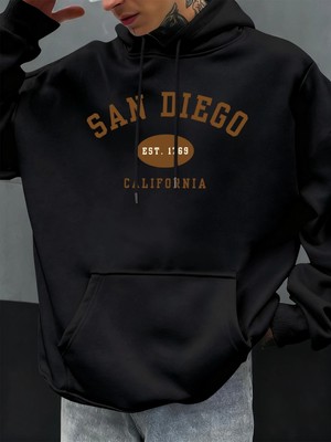 San Diego Kaliforniya Mektup Baskılı Erkek Kapüşonlu Sweatshirt Hip Hop Modası Kişilik Hoody