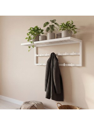 Gelişim Metal Dekoratif Demir Raflı Duvar Askısı - Metal Askılık - Elbise Askısı - Modern Design