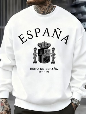 Espana Country Prints Erkek Kazakları Yumuşak Günlük Tişörtler Sonbahar Büyük Beden Sokak Giy