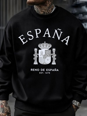 Espana Country Prints Erkek Kazakları Yumuşak Günlük Tişörtler Sonbahar Büyük Beden Sokak Giy