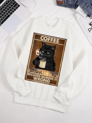 Kahve Çünkü Cinayet Yanlış Baskılı Erkek Kazak Sokak Kürk Astar Kazaklar Polar Sonbahar Erkek