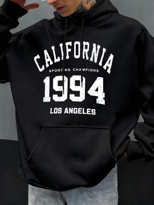 Kaliforniya Mektubu 1994 Baskılar Hoodies Erkekler Sonbahar Moda Cep Hoody Rahat Polar Street