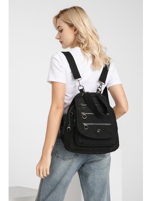 Smart Bags Krinkıl Kumaş Kadın Sırt Çantası BC 1169 - Siyah