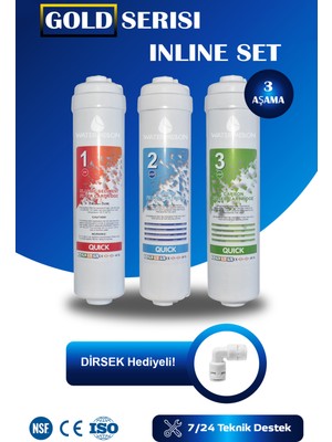 Watermelon GOLD Serisi Kapalı Kasa Su Arıtma Cihazı Uyumlu 3 Aşama 6 Aylık Ön Filtre Bakım Seti