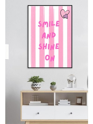 Safir Design Lüks Pembe ve Beyaz Dikey Çizgili Motivasyon Tablosu | Modern Çerçeveli Tablo