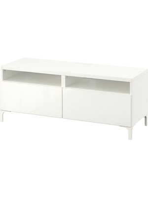 Hobiurun Tv sehpası, parlak cila-beyaz, 120x42x48 cm, SELSVIKEN, fren raylı