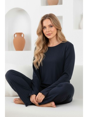 Modavera Interlok Kumaşlı Rahat Pamuklu Kadın Pijama Takımı