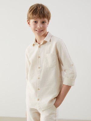 Lc Waikiki Yeni Sezon Keten Karışımlı Erkek Çocuk Gömlek