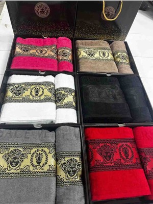 Evlium 2'li Kadife Jakarlı Logolu Plaj Havlusu