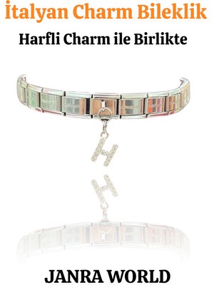 Janra World Italyan Charm Bileklik – Paslanmaz Çelik, Her Bileğe Uygun - Harfli Charm Ile Birlikte