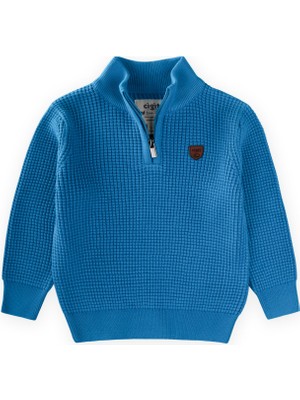 Cigit Selanik Triko Fermuarlı Kazak 2-11 Yaş Mavi