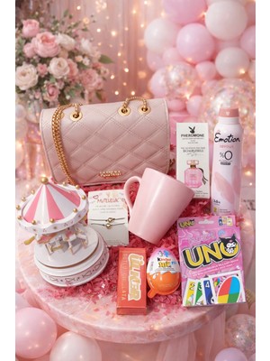 OEM Sevgililer Gününe Özel Çanta Atlı Karınca ve Takı Konseptli Premium Kadın Hediye Kutusu