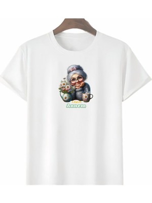 ModaSize Anneler Gününe Özel Tasarım Canım Annem Baskılı T-Shirt - Beyaz
