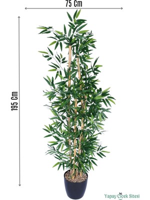 Yapay Çiçek Sitesi Yapay 4 Gövdeli Bambu Ağacı Premium Yoğun Yapraklı 195 cm Yeşil