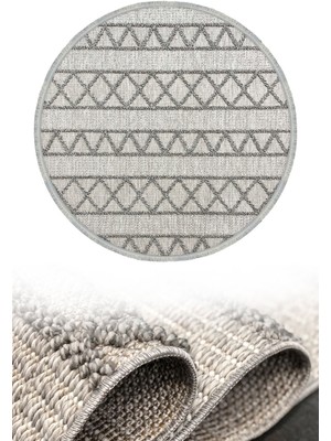 Woolen Halı Woolen Disney Anti Alerjik Daire Bukle Halı 8009 Gri