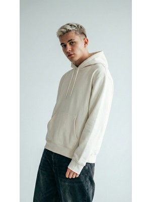 Unisex Rahat Kesim Pamuklu Yumuşak Dokulu Içi Polarlı Basic Desenli Kapüşonlu Sweatshirt