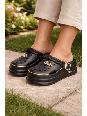 ModaOnn Kadın Örgü Tokalı Bantlı Sabo Terlik