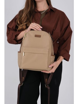 Silver & Polo SP1206 Kadın Sırt Çantası Saten Vizon-Camel