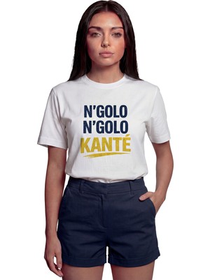 Color Luxe ''n'golo N'golo Kanté'' Tezahürat Temalı Baskılı %100 Pamuk Rahat Kesim Premium Kadın Tişört