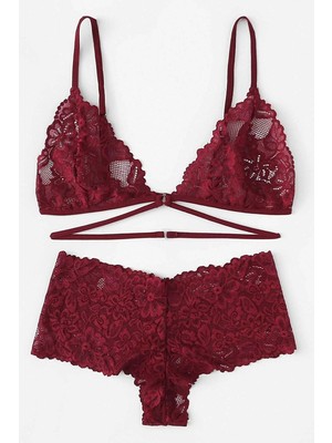 İlkyaz Fashion Ieg™ Kadın Bordo Özel Şık Sütyen Külot Takımı