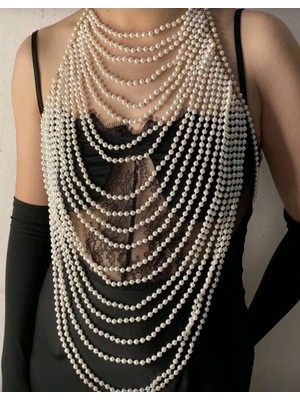 İlkyaz Fashion Ieg™ Incili Seksi Vücut Aksesuarı , Şık Bustiyer