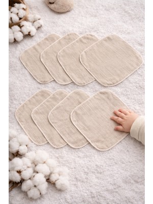 Zeypba Bebek Müslin Ağız Mendili - 8 Li - Bej %100 Pamuk