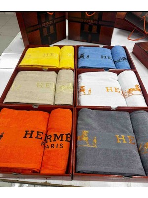 Evlium 2'li Kadife Jakarlı Logolu Plaj Havlusu