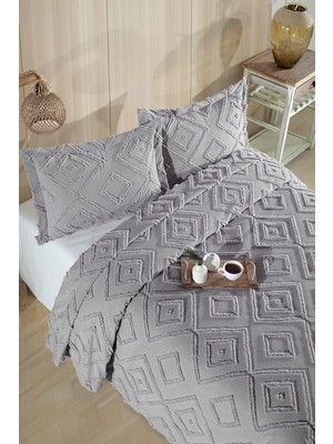 Bir Home Melodi Iskandinav Çift Kişilik Bohem Püsküllü Yatak Örtüsü Seti 240X250 cm